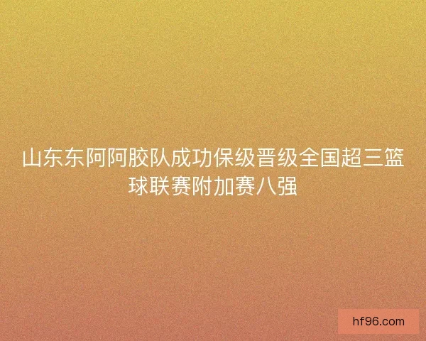 山东东阿阿胶队成功保级晋级全国超三篮球联赛附加赛八强