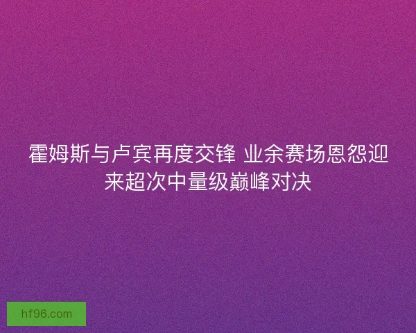 霍姆斯与卢宾再度交锋 业余赛场恩怨迎来超次中量级巅峰对决