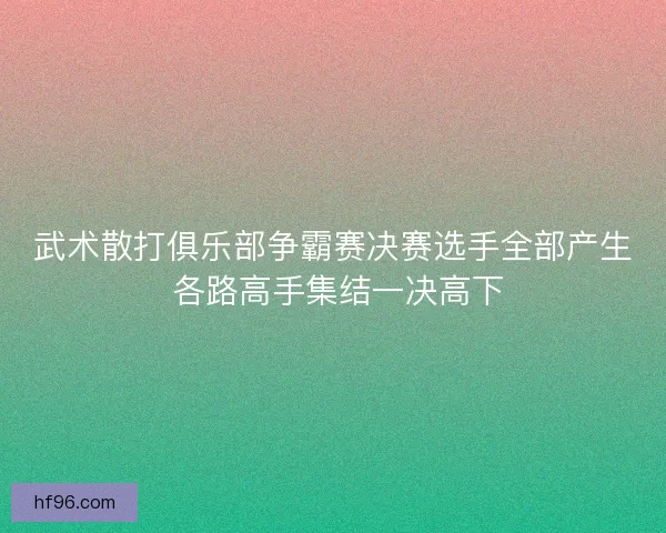 武术散打俱乐部争霸赛决赛选手全部产生 各路高手集结一决高下